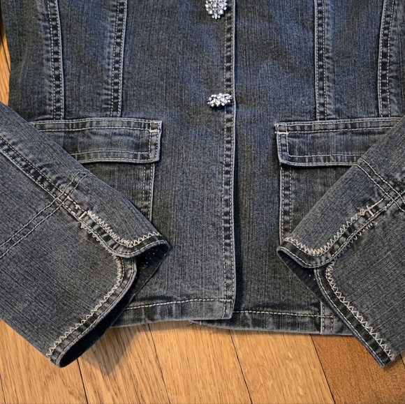Tahari Denim Jacket Size XS Vintage Jean Chore Jacket - Picture 8 of 10